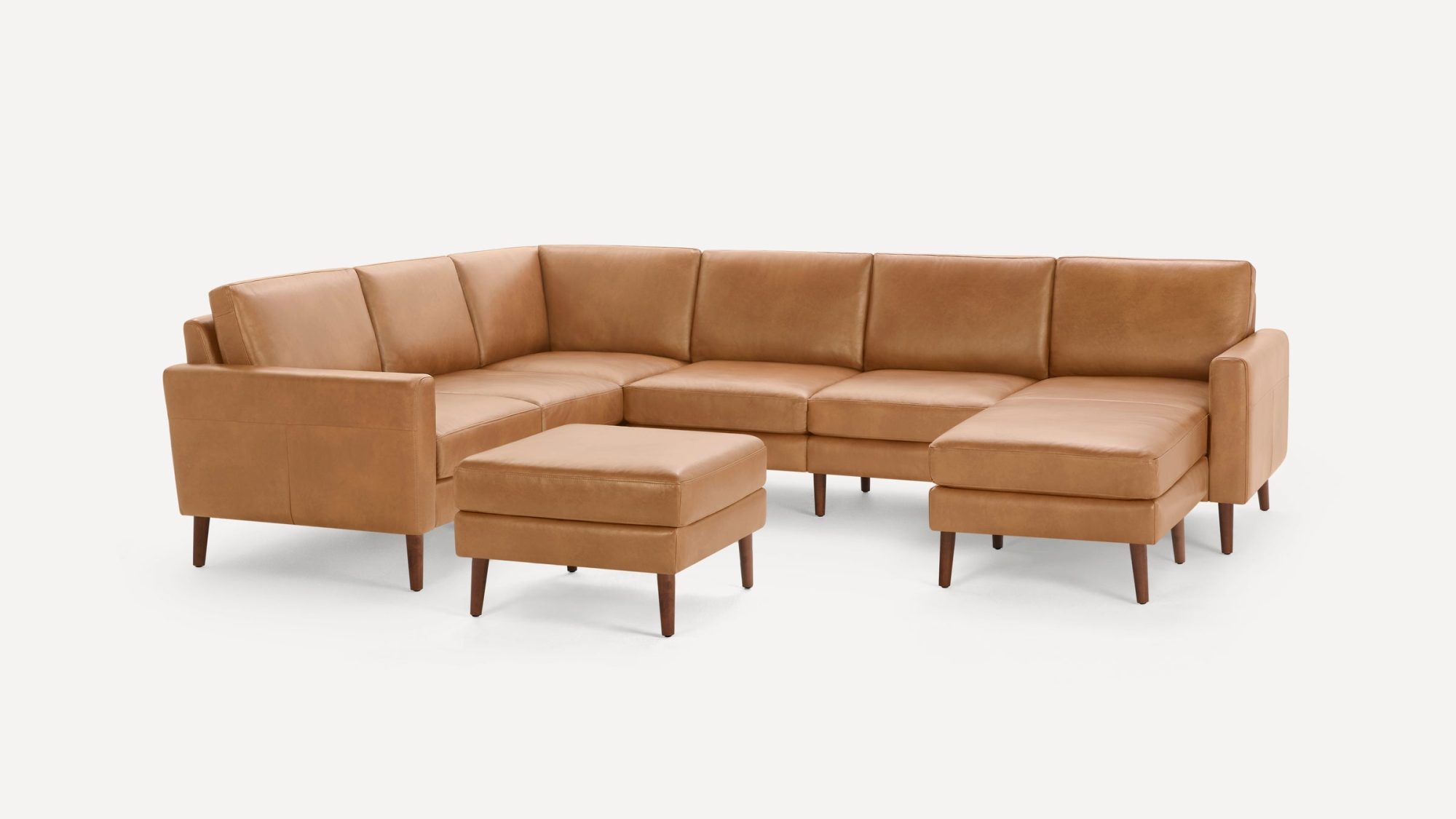 Nomad Leather 6-Seat Corner Sectional with Reversible Chaise and Ottoman