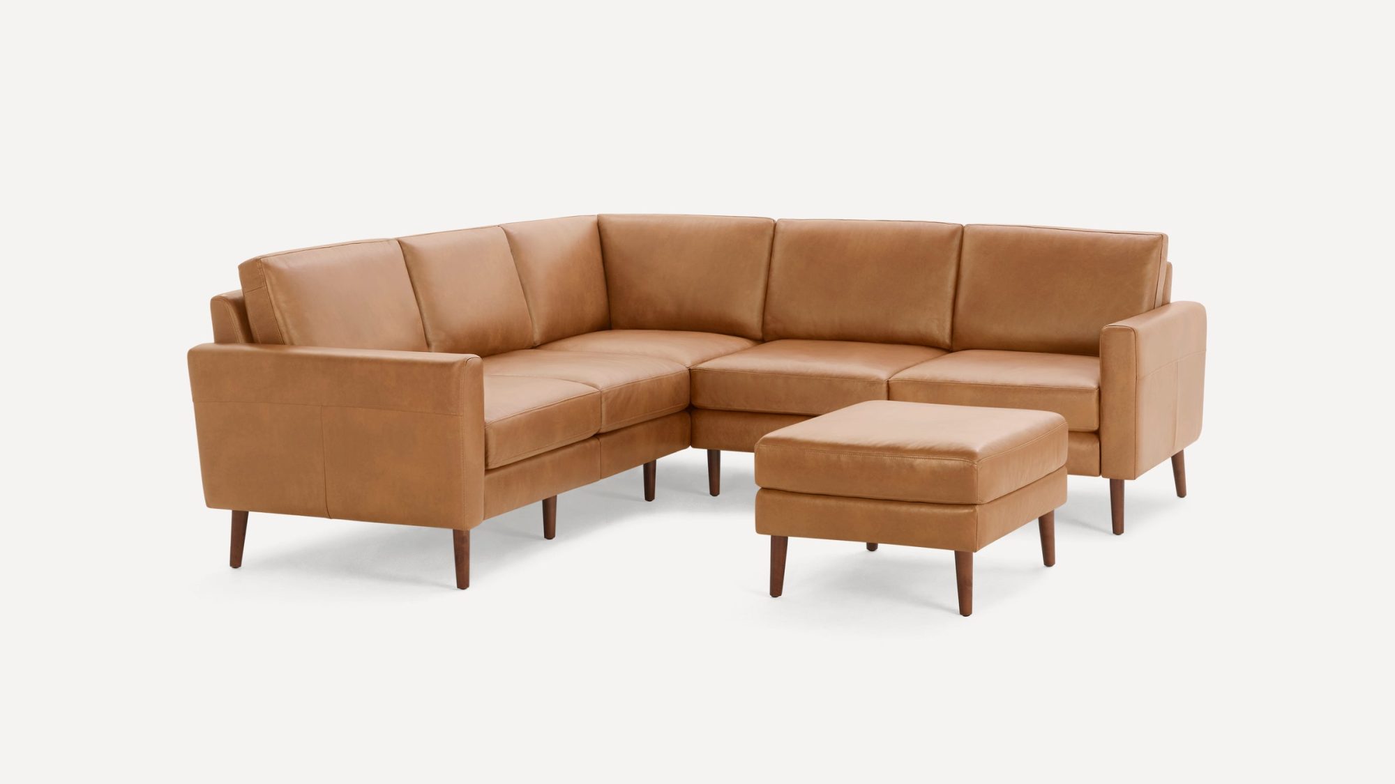 Nomad Leather 5-Seat Corner Sectional with Ottoman