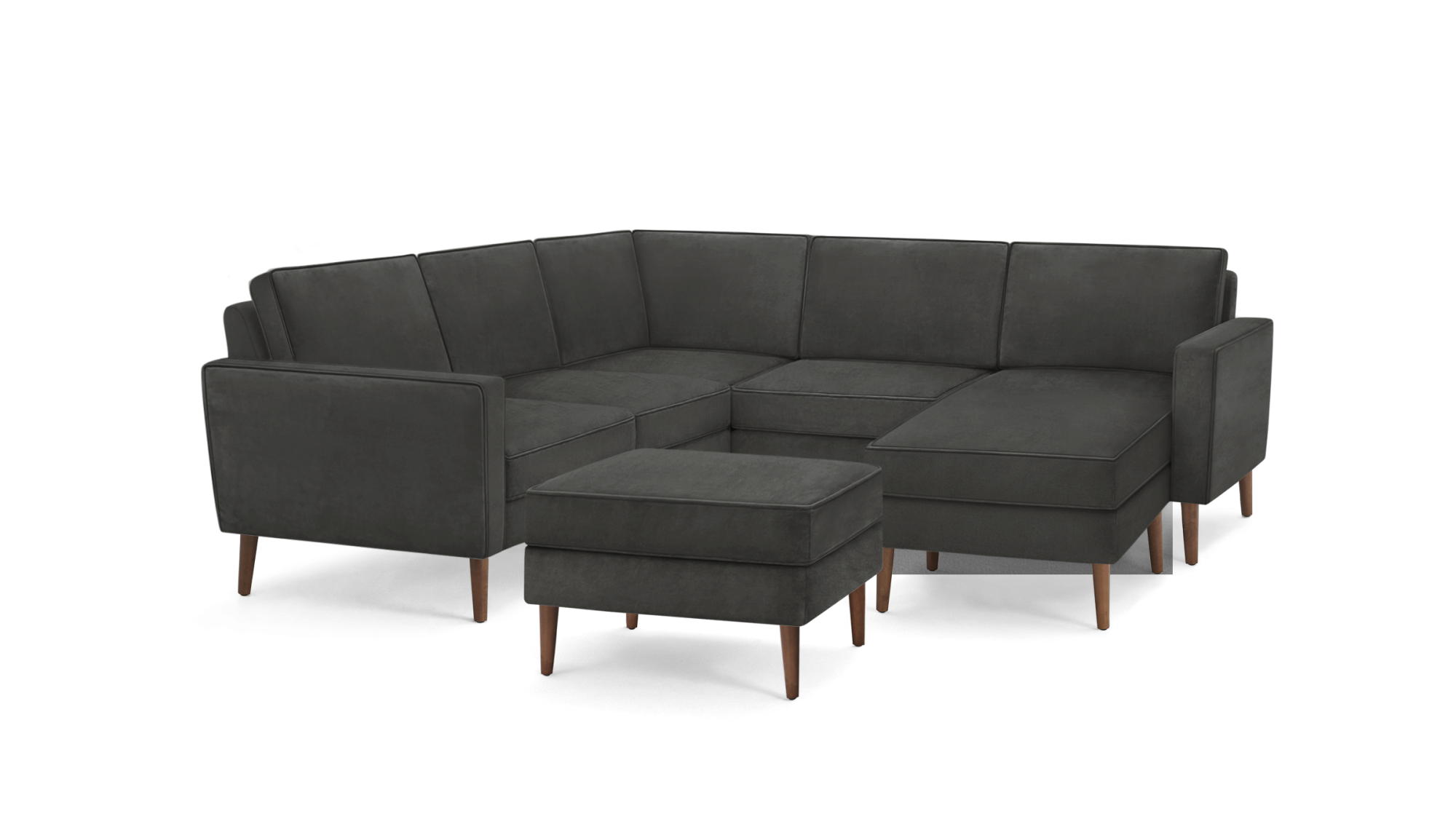 Nomad Velvet 5-Seat Corner Sectional with Reversible Chaise and Ottoman